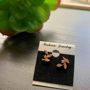 Rose gold flower branch w/diamonds